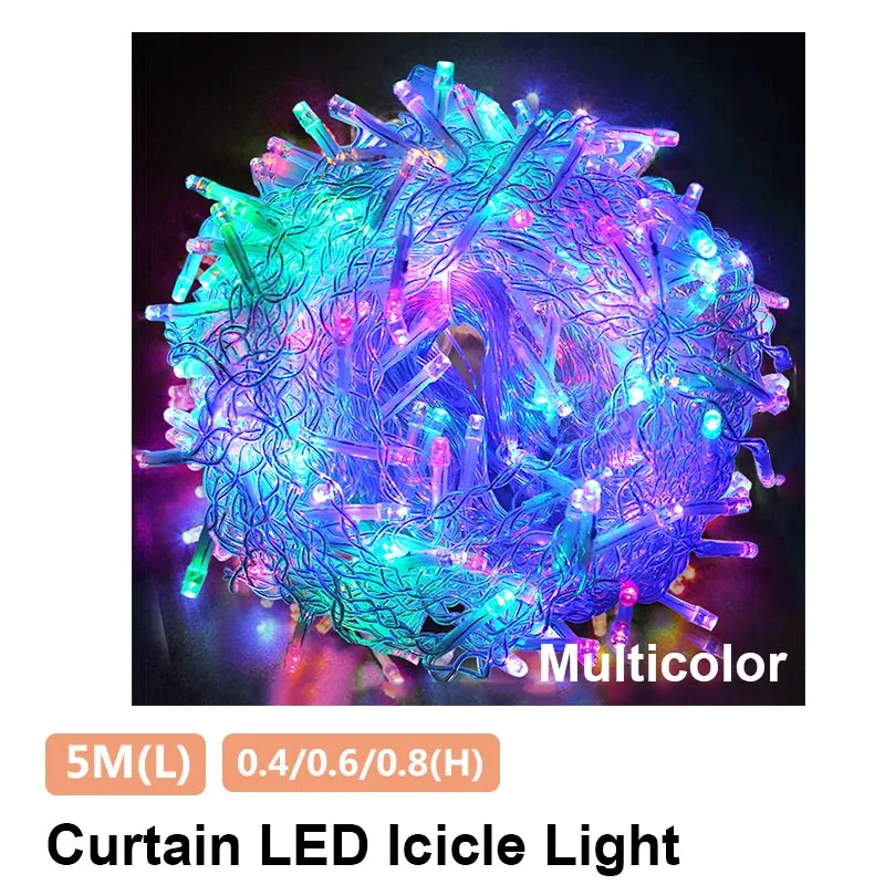 Muliticolor 5 м светодиодный гирлянды занавес «Волшебный свет» свисать 0.4m-0,6 м-0,8 м светодиодный s Открытый сад настенный светильник для дома украшение, легкая цепочка гирланда - Испускаемый цвет: Muliticolor