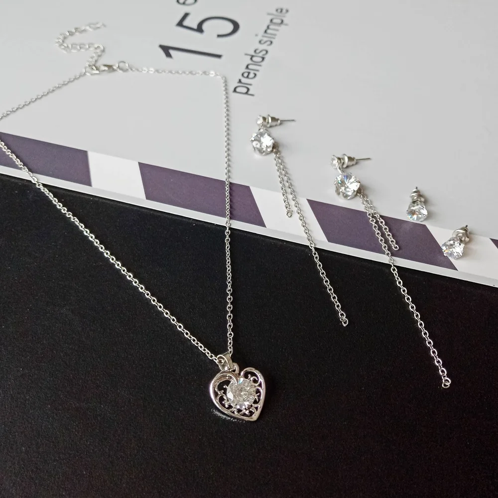 Сердце Zircon Цепочки и ожерелья серьги | Украшения аксессуары