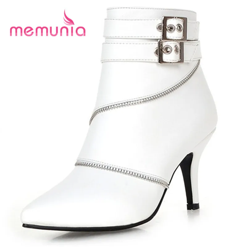 MEMUNIA/осенне-зимние ботинки больших размеров 32-43 модные с двумя пряжками пикантные