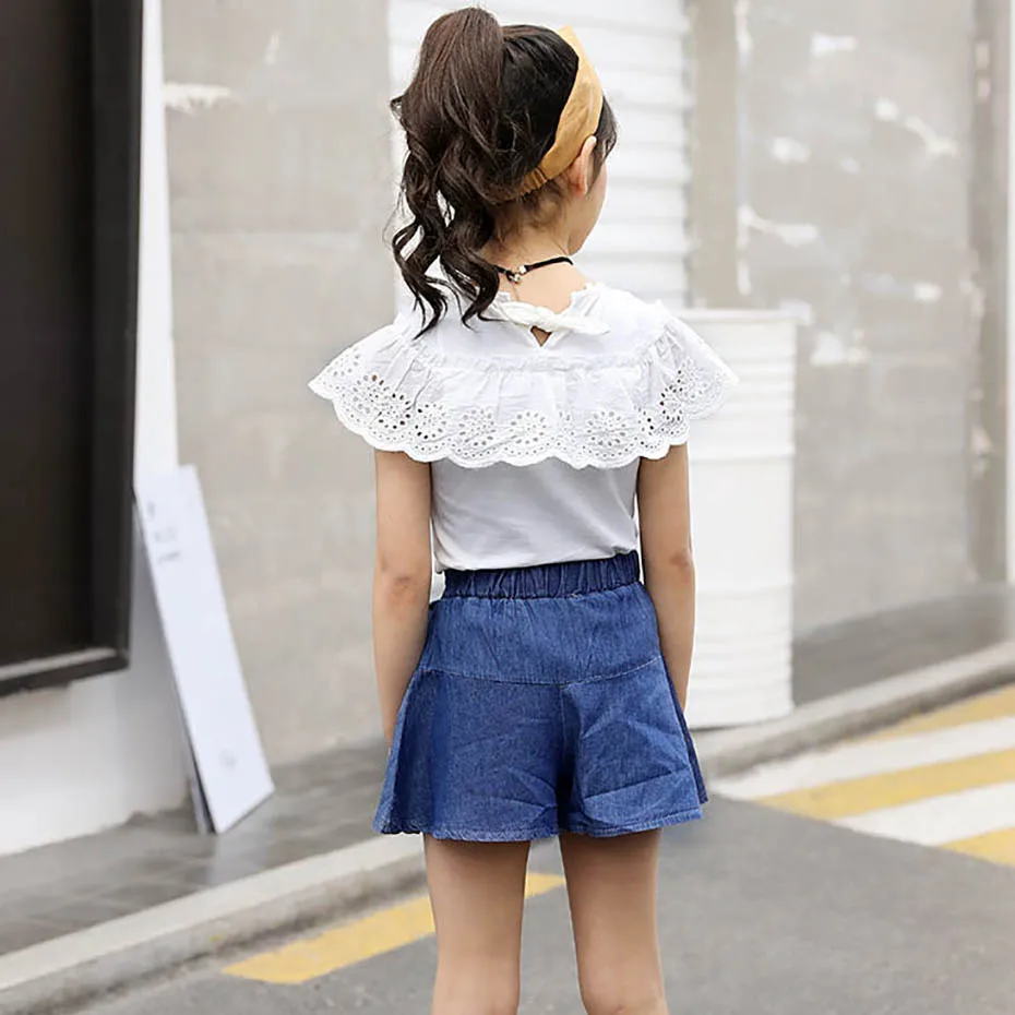 Летний детский комплект одежды для девочек праздничный костюм детей топ