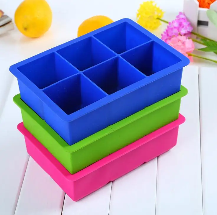 100 шт./лот Новинка 6-квадратная Мягкая силиконовая форма для льда Форма желе