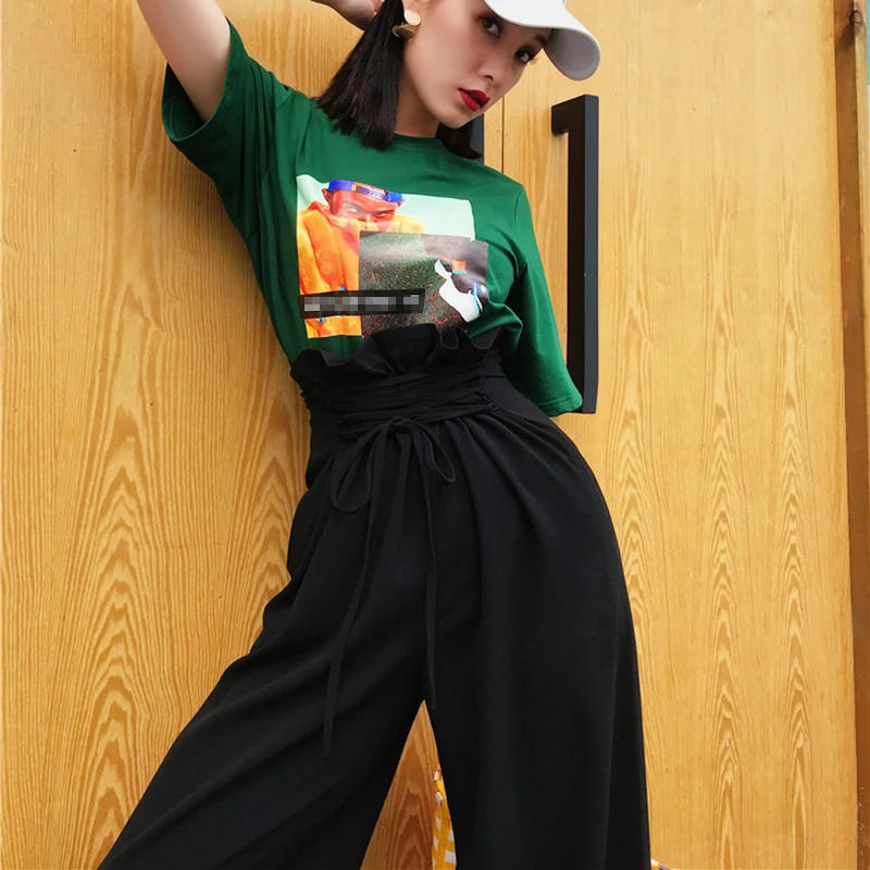 Женские свободные брюки с завышенной талией VGH повседневные однотонные широкие