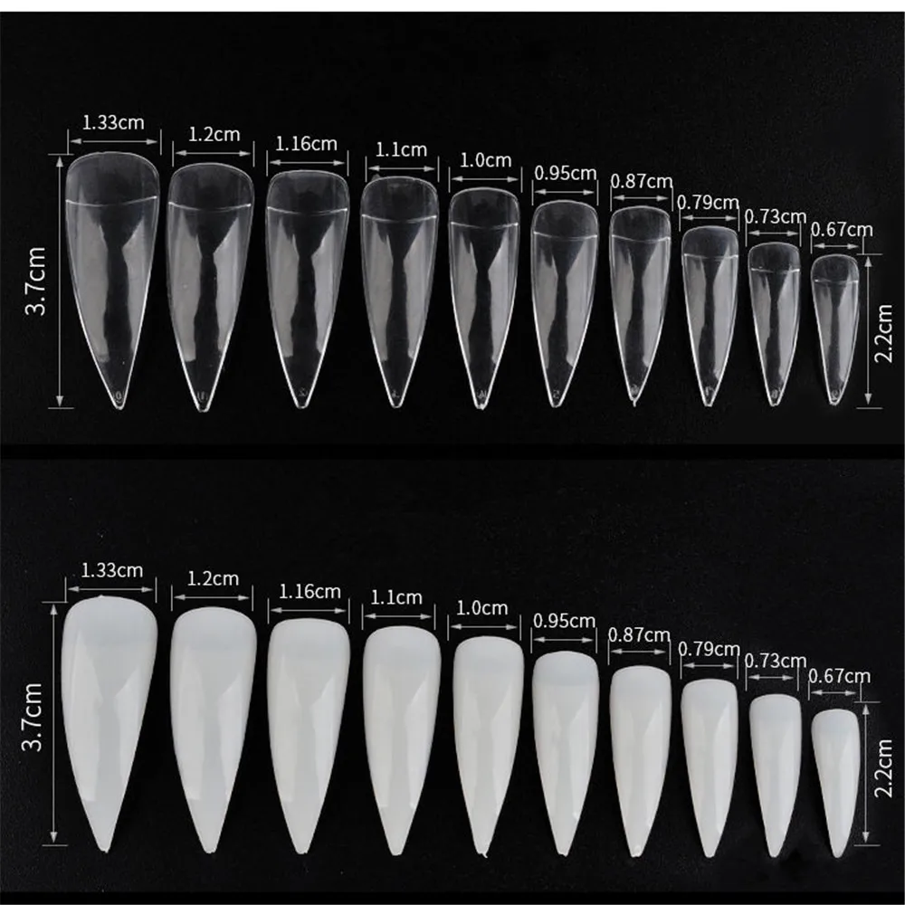 

100 PCS Nail Art Natural Half Cover Oval Sharp End Stiletto Long False Fake Nails Tips Manicure Artificial Nails Salon Tools