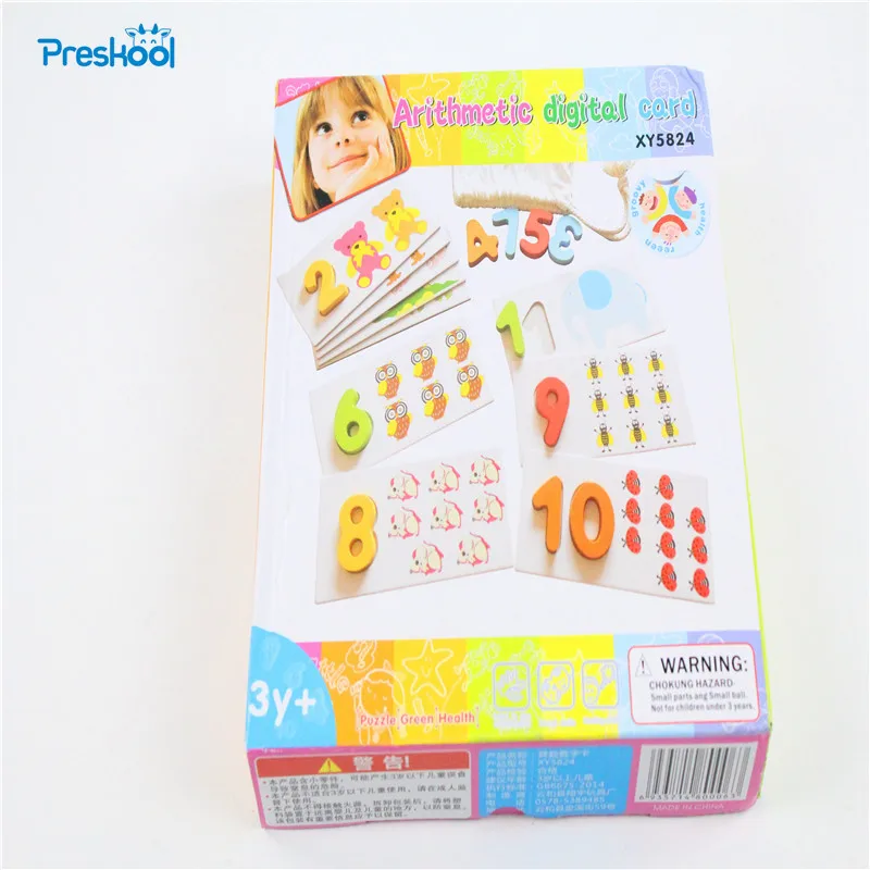 Деревянная красочная арифметическая цифровая карта для детей, обучающая игрушка для дошкольного обучения Монтессори