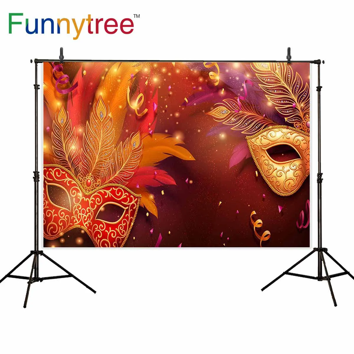 Фоны funnytree для фотостудии маскарадная вечеринка Золотая маска Блестящий