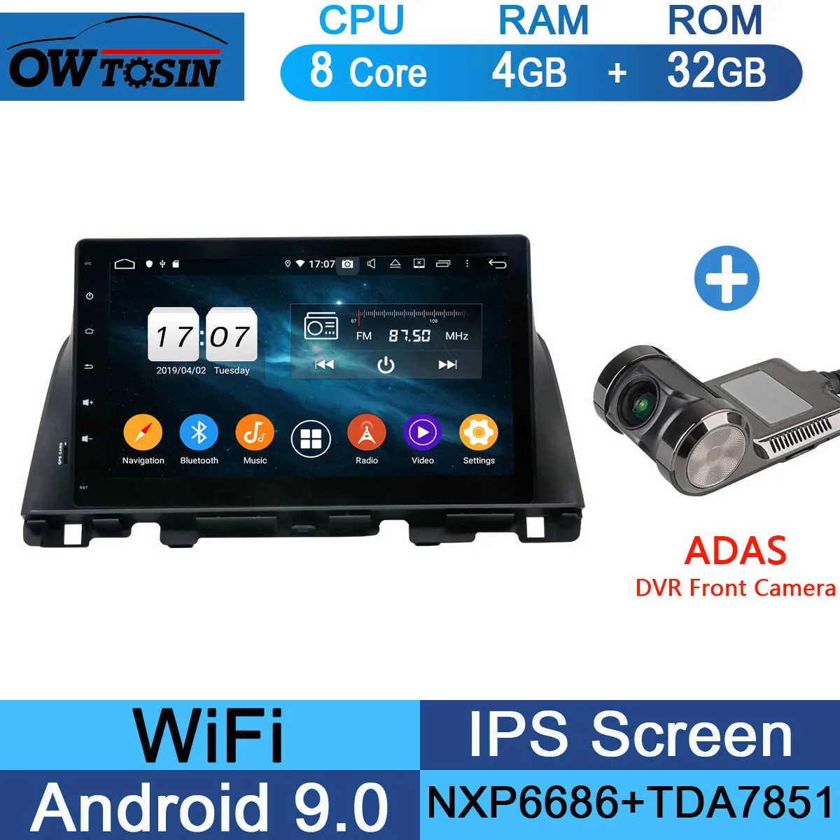 32G Adas Camera 10," ips, Octa Core, 4 Гб+ 64 ГБ Android 9,0 Автомобильный мультимедийный плеер для Kia K5 KIA Оптима радио gps попугай BT - Цвет: 32G Adas Camera