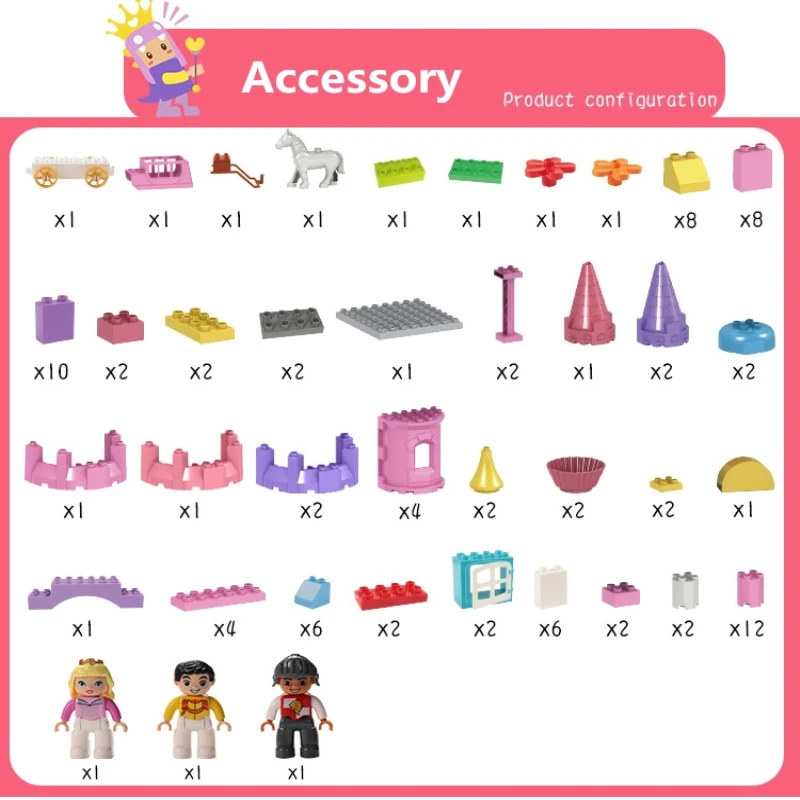 Большой размер блоки для ребенка розовый замок кирпичи совместимые duplo фигурки