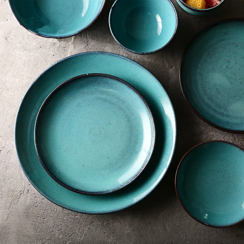 Керамическая посуда в американском ретро стиле высококачественные тарелки