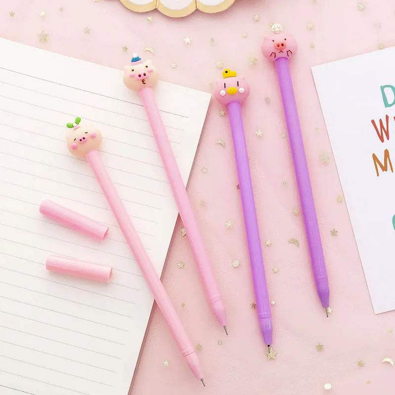 1Pcs Random Cute Pig Креативный кавайный, новинка, Пикачу, гелевая ручка, Покемон, кошка, коготь, школьный художественный аксессуар, милый кролик, медведь, ученик, Bts, подарок, канцелярские принадлежности, Bts - Цвет: 1Pcs Random Cute Pig