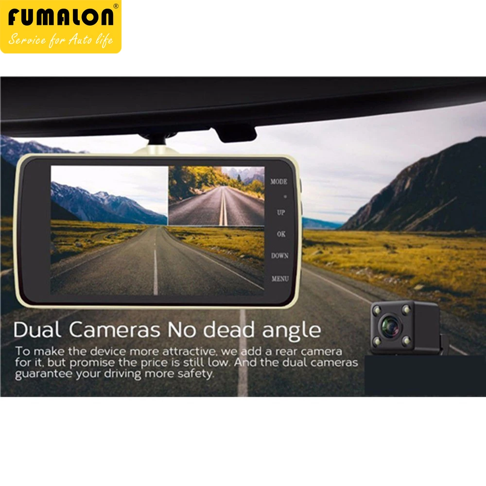 Автомобильная камера фронтальная и задняя 4 0 дюйма DVR видеорегистратор с двумя