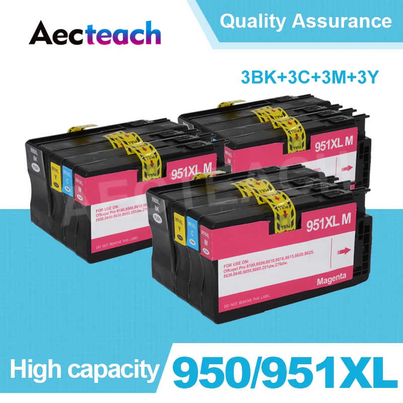 

Aecteach 3Set 950XL 951XL 950 951 XL Compatible Ink Cartridge for HP Officejet pro 8100 8600 8610 8620 8630 8650 251dw 276dw