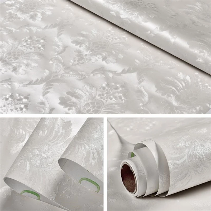 Waterproof PVC simple plain embossed texture self-adhesive bedroom living room wallpaper renovation home 10 meters | Строительство и