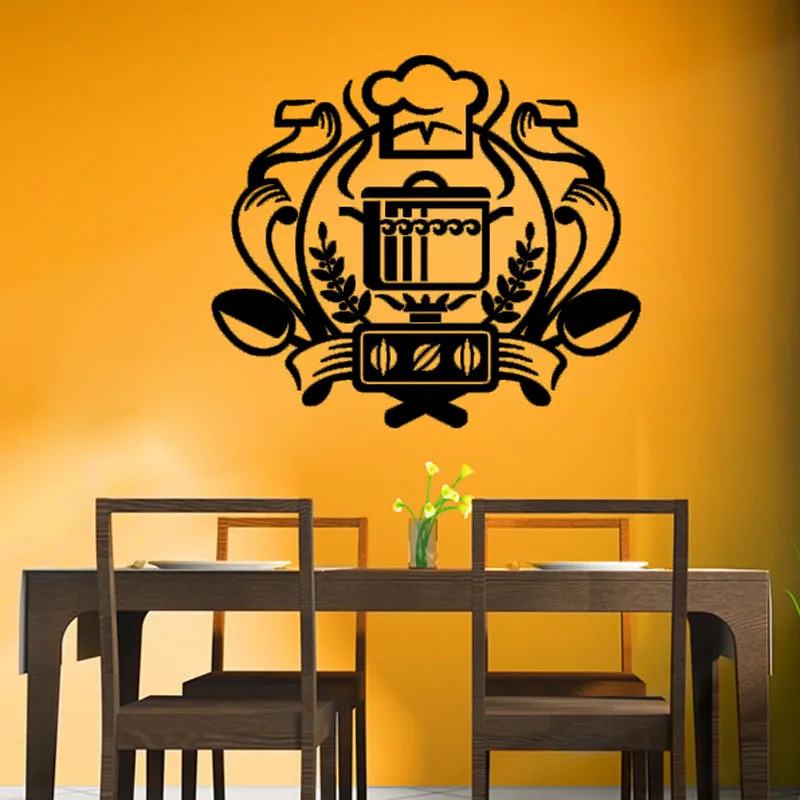 

Chef Badge Wall Decal Kitchen Wall Sticker Home Decor Cauldron On The Gas Stove Decoration Art Murals