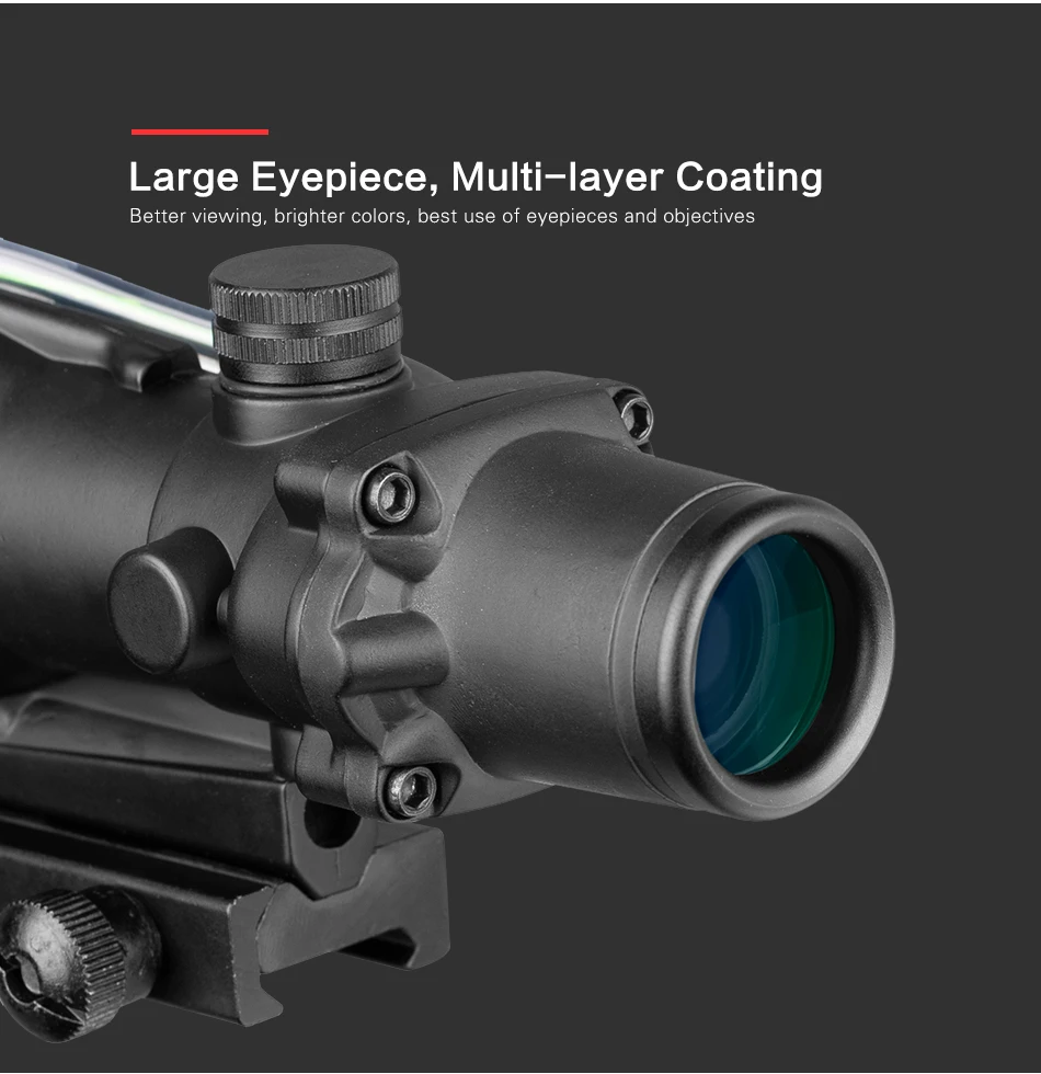 Охотничий Прицел ACOG 4X32 оптика из настоящего Волокна Красная точка с подсветкой шеврон травленая сетка тактический оптический прицел