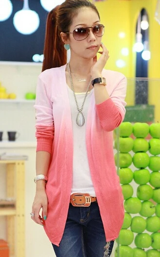 2014 Hotshop Sweaters Women Open Stitch Sweet Candy Color Crochet Knit Top Thin Blouse Sweater Cardigan |