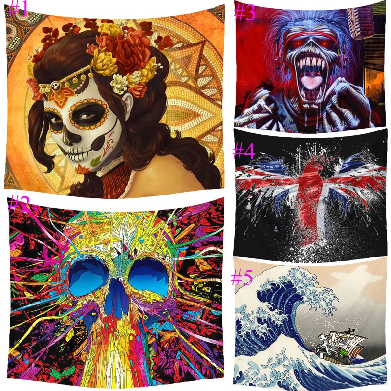Comwarm хиппи панк череп Картина гобелен полиэстер настенный пляж пикник йога