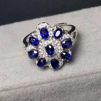 flower jewelry wedding womenmen blue stone ring anel aneis sliver white zircon rings