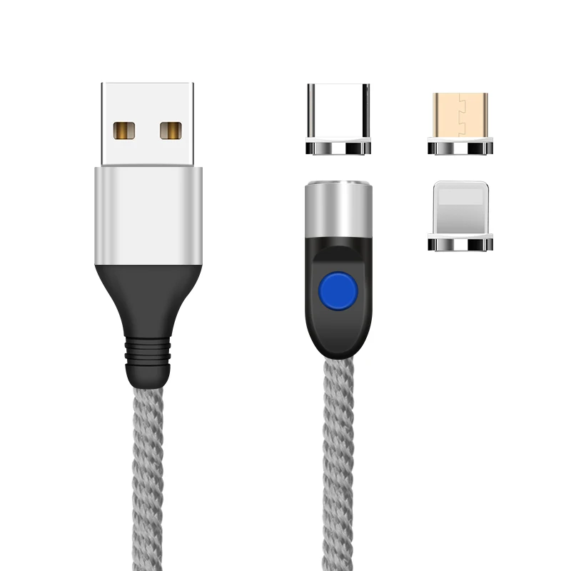 Серебристый SUNPHG 3 в 1 Магнитный кабель type C для iPhone Lightning 3A кабель для быстрой зарядки Microusb шнур для huawei samsung 1 м провод для зарядки - Цвет: Серебристый
