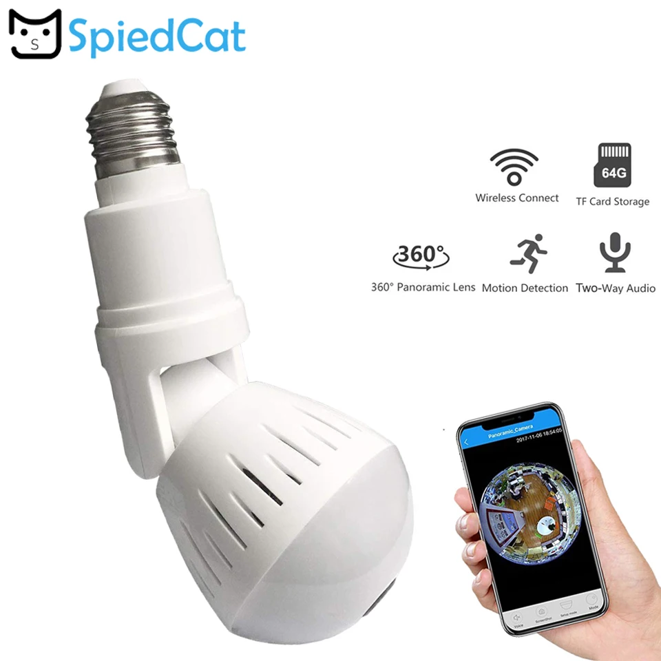 Беспроводной Fisheye лампы IP 1080 P 360 панорамный для охранных системы WIFI камеры видеоняни и радионяни