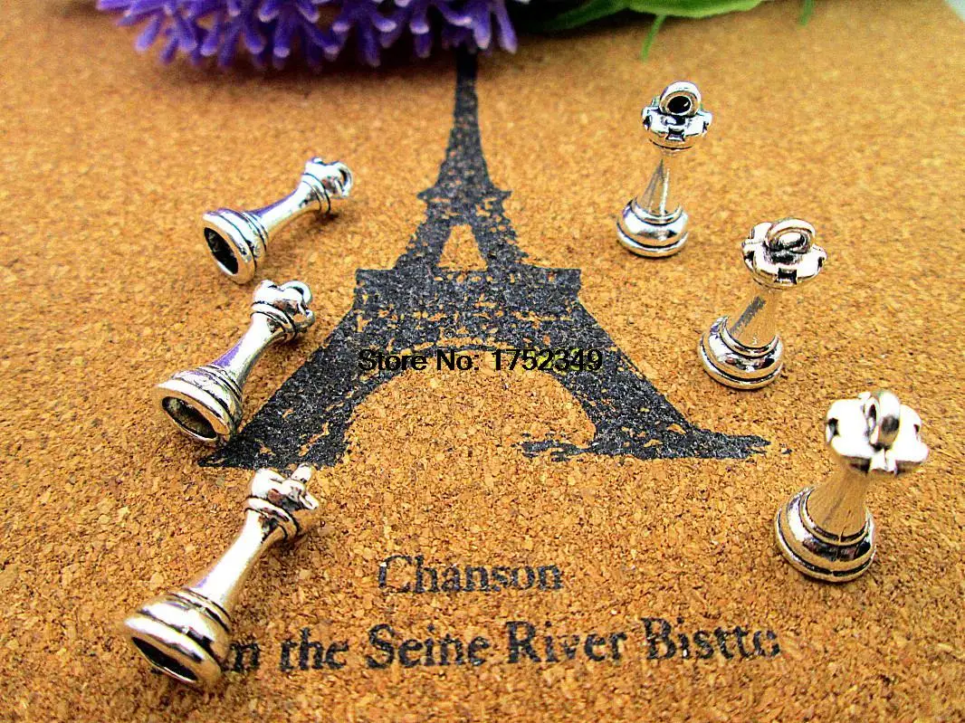 18 шт./лот 18*8 мм Античная Посеребренная Шахматная подвеска|charm pendant|silver charm pendantchess