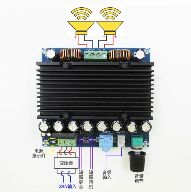 XH-M251 супер мощный цифровой усилитель мощности TDA8954 двухъядерный 210 Вт + источник