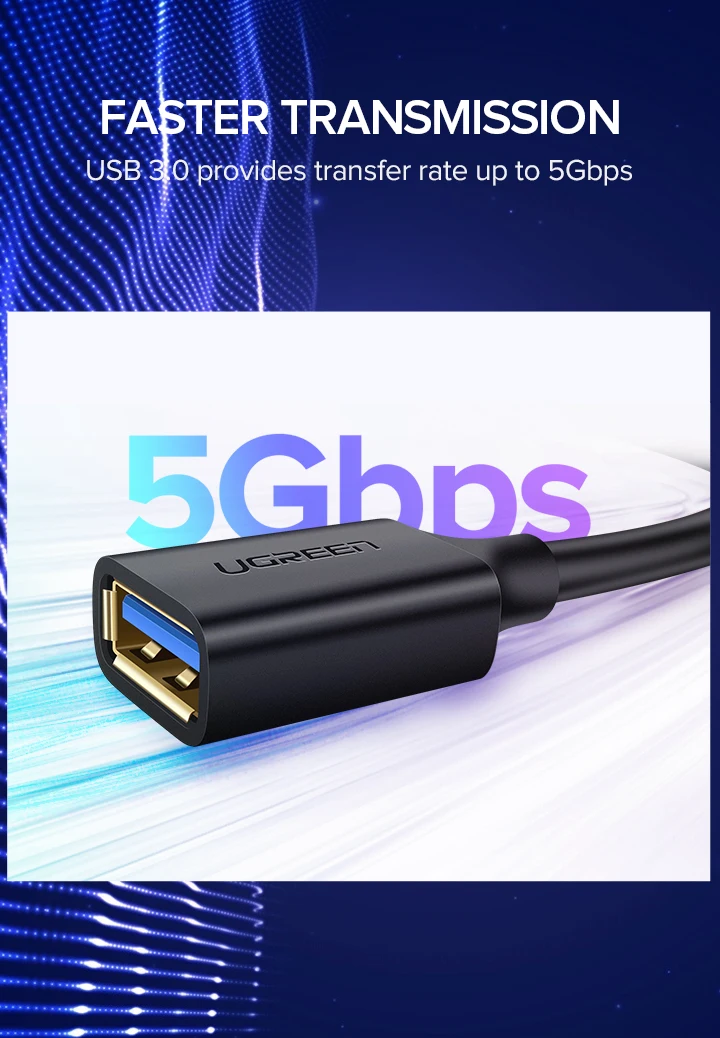 Ugreen USB кабель-удлинитель USB 3,0 кабель для Smart tv PS4 Xbox One SSD USB3.0 2,0 для удлинителя кабеля передачи данных мини USB кабель-удлинитель