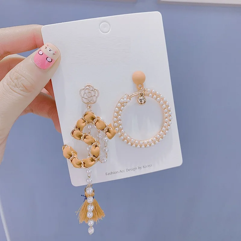 Женские серьги-кисточки Wukaka жемчужные серьги с цветком и эмалью дизайн большого