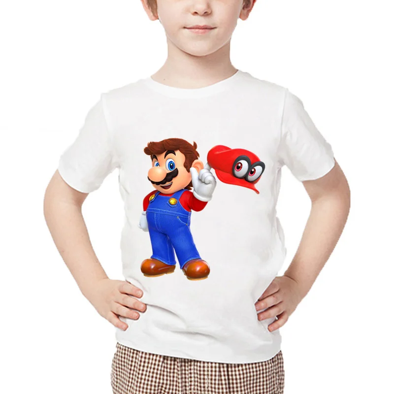 DIY4 Super Mario Bros. Хлопковая футболка с героями мультфильмов; летние топы с короткими рукавами для мальчиков и девочек; детская забавная одежда - Цвет: DIY4