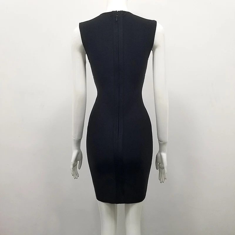 

High Quality Ladies Sexy Black White Bandage Dress 2018 Knitted Elastic Party Dress