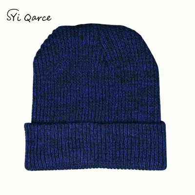 Navy Blue SYi Qarce, новинка, женская шапка, теплая шапка, Женская Повседневная шапка, зимние шапки, вязаные одноцветные шапки для мужчин и женщин, Кепка в стиле хип-хоп - Цвет: Navy Blue
