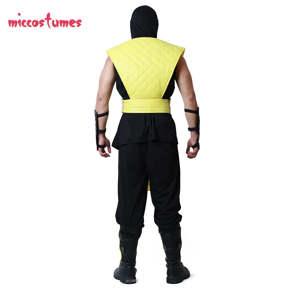 Mortal Kombat Скорпион Косплей Костюм с маской для взрослых мужчин