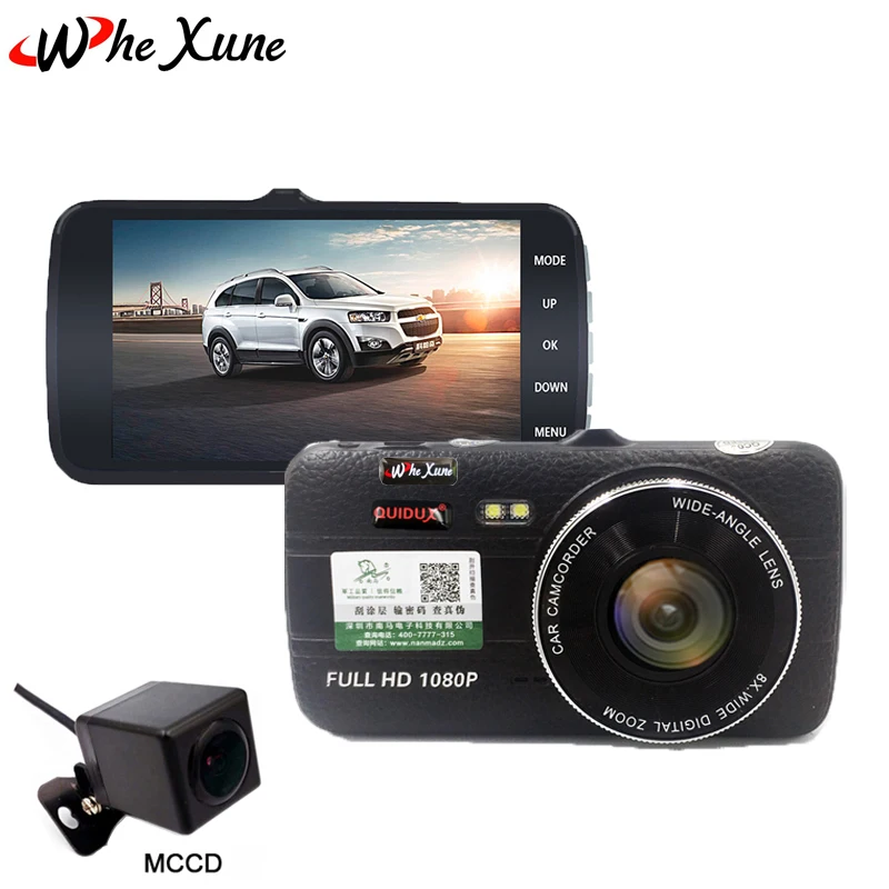Whexune 2018 4.0 дюймов Видеорегистраторы для автомобилей Full HD 1296 P видео рекордер