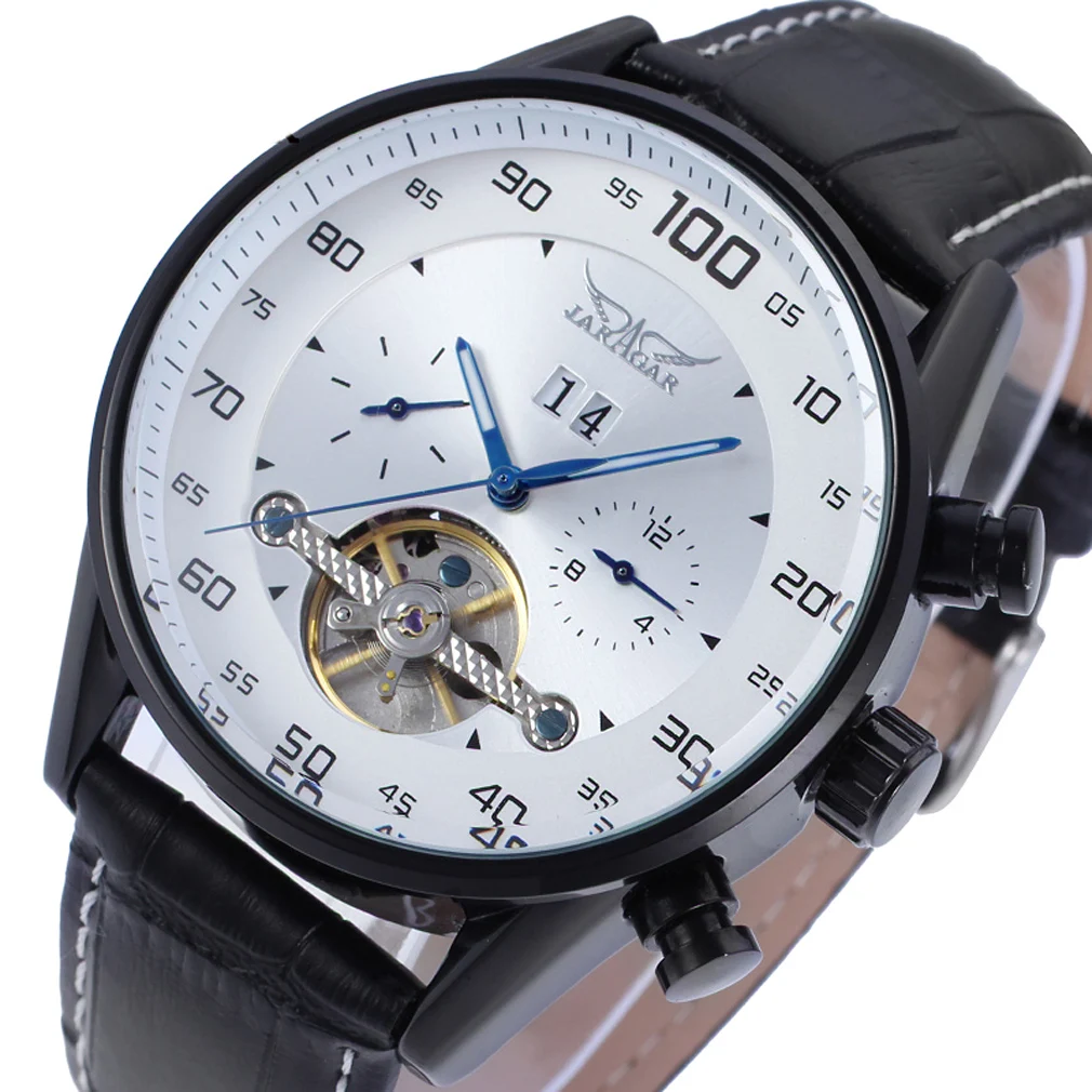 

Jaragar Brand Racing Series White Dial Complete Calendar Luminous Hands Mens Automatic Watch Toubillion Design Relojes Masculino