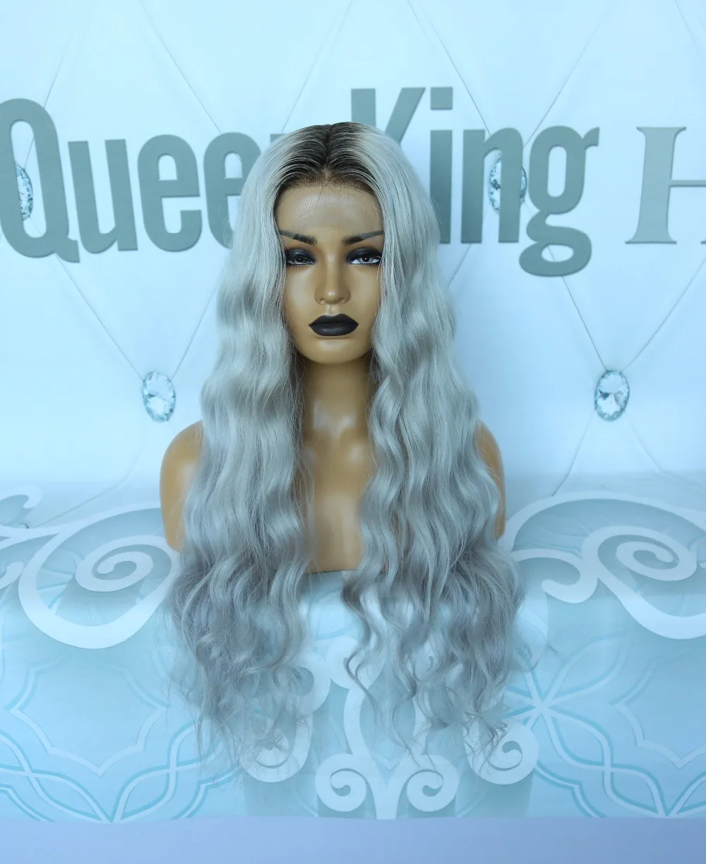 Queenking волосы Ким Кардашьян 150% плотность Омбре человеческие волосы парик с детскими волосами предварительно выщипанный полный парик шнурка бразильские волосы remy
