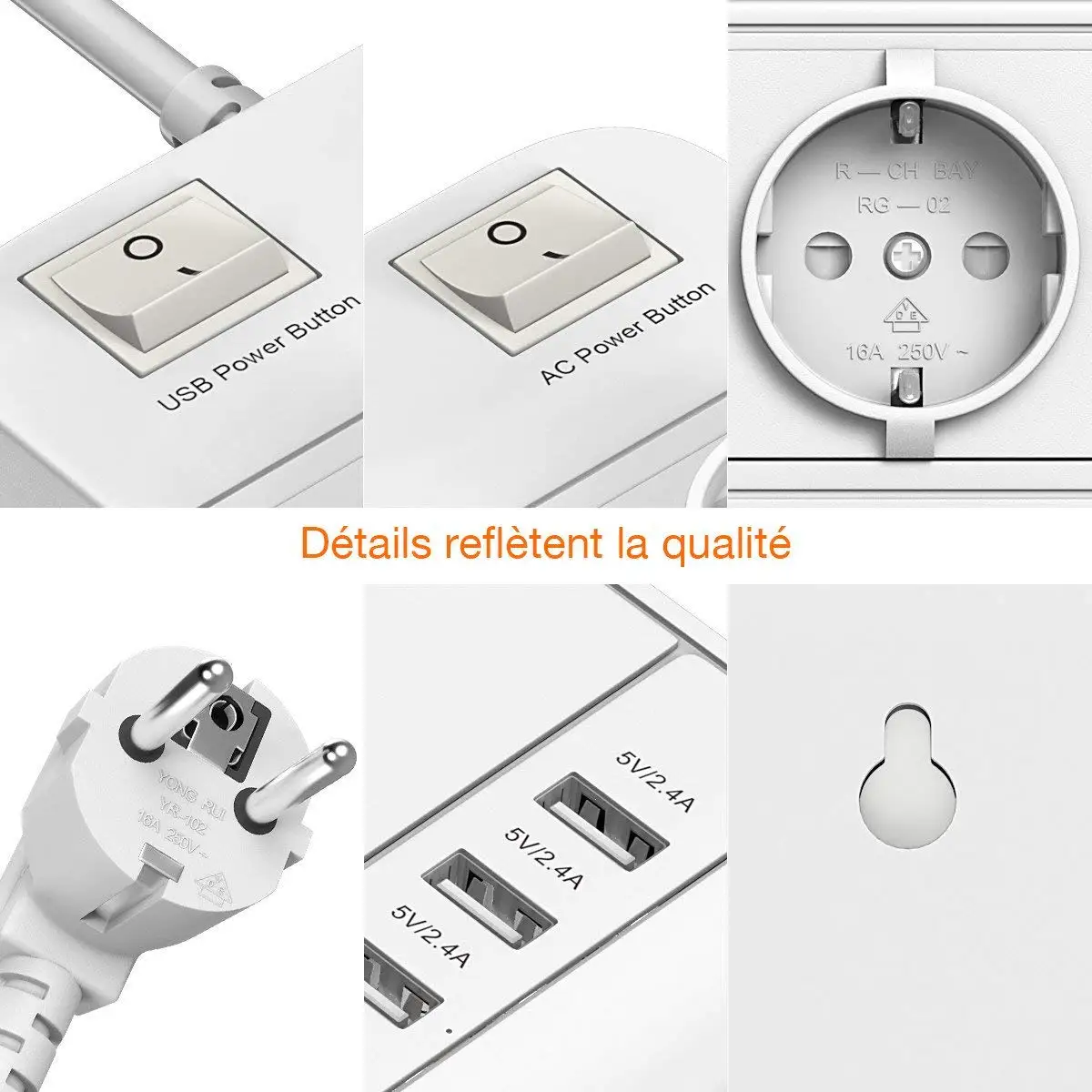 Power Strip Adapter Surge Protector 4/6 Sockets 5 USB Ports Charger 5V 2.4A for iPhone iPad Samsung Galaxy 1.8m Extension Cord |