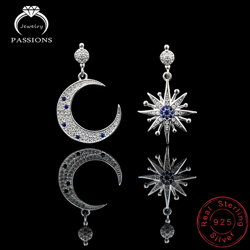

Серьги-подвески женские Асимметричные из серебра 925 пробы с цирконами
