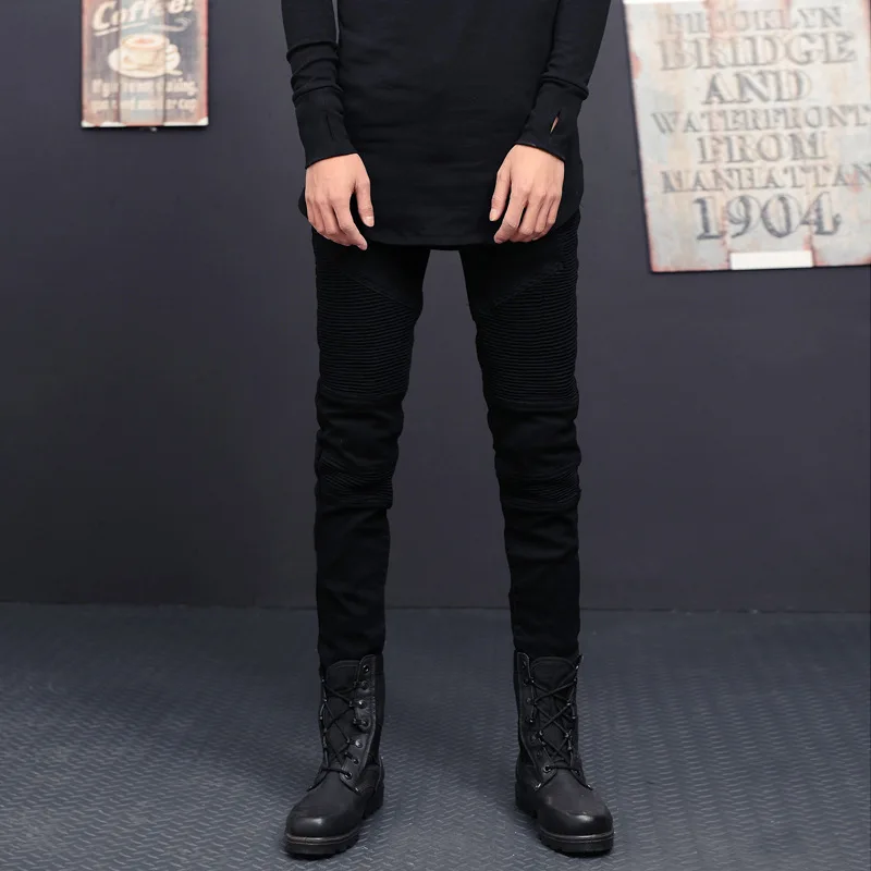 Мужская Тощий Байкер Джинсы Мужчин 2017 Привет Улица Всадника Рваные Мотоцикле