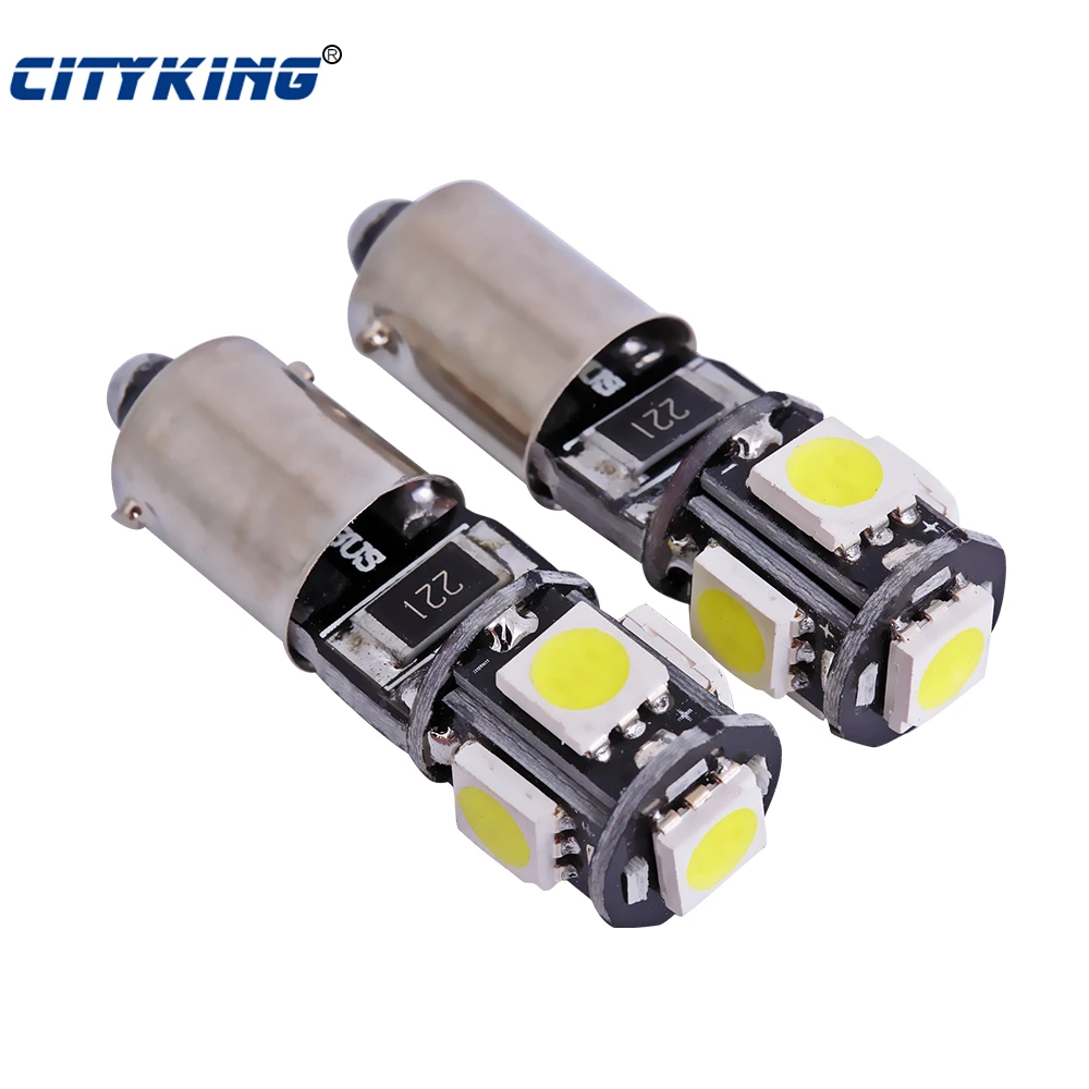 

Бесплатная доставка 500 шт./лот BA9S led canbus 5SMD LED 5050 белый CANBUS безотказный интерьер автомобиля H6W Светодиодная лампа автомобильный Стайлинг 12 В