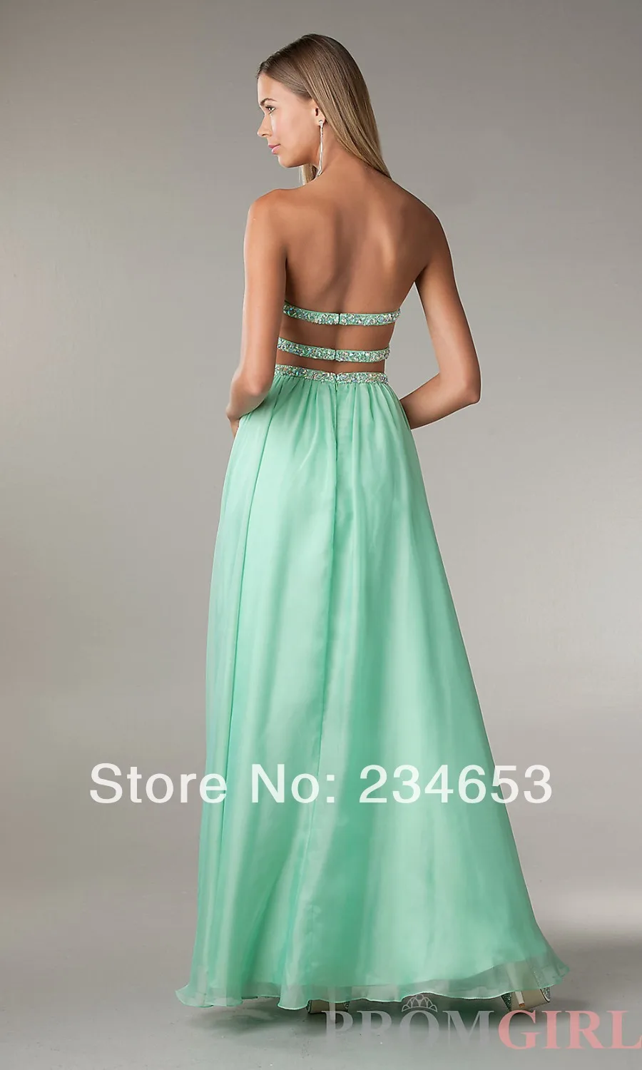 2014 Sexy Sweetheart Beaded Chiffon Long A-line Prom Dresses with Open Back Formal Pageant Gown | Свадьбы и торжества