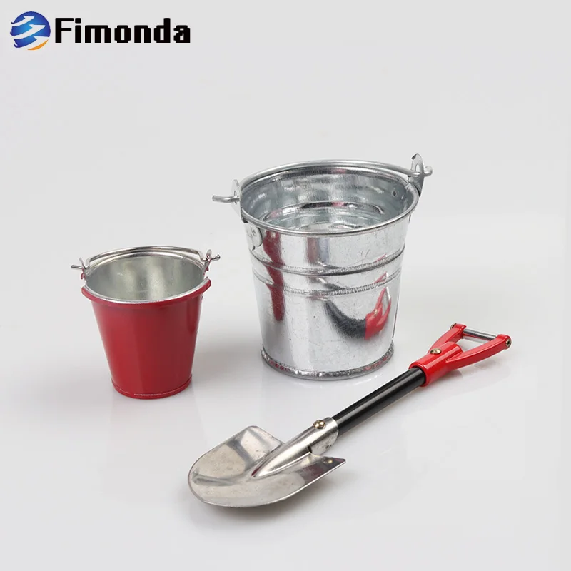 

DecoratiDecorative Mini Bucket Shovel Metal Tool kit For 1/10 RC Rock Crawler Axial SCX10 90046 TRX4 Tamiya CC01 RC4RD D
