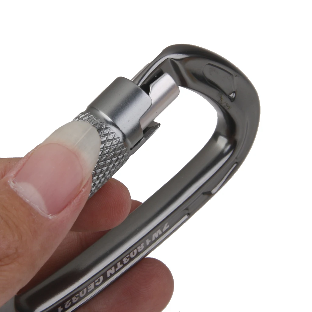 

CE Certified 24KN Self-locking Aluminum Carabiner for Outdoor Rock Climbing Exploring Accessories 9.8 x 5.8 cm Dark Gray