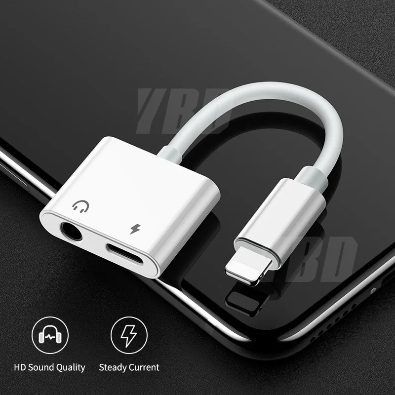YBD 2 в 1 освещение зарядное устройство прослушивание адаптер для iphone X 7 XR 8 Зарядка адаптер 3,5 мм разъем разветвитель AUX адаптер для iphone - Цвет: White