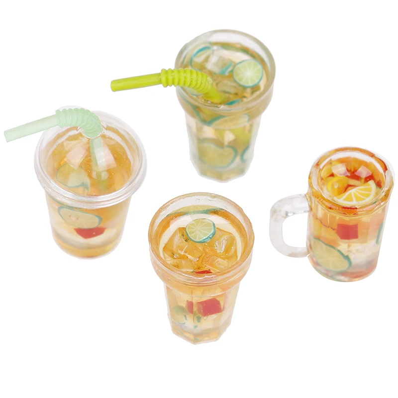 

Mini Resin Fruit Tea Cup Simulation Miniature Drinks Model Toy Doll Home Decoration 1/12 Doll House Miniature Accessories