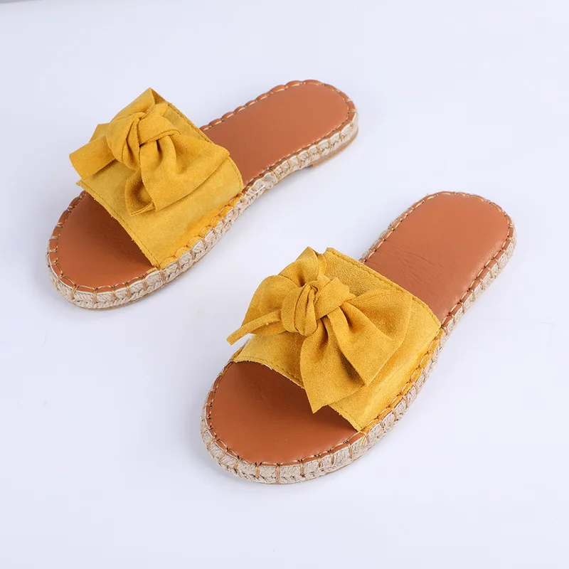 Yellow Oeak/ г.; модные шлепанцы; женские летние босоножки с бантом; Домашние шлепанцы; пляжная обувь; женская модная обувь - Цвет: Yellow