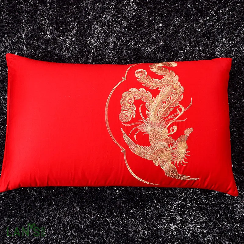 2018 Luxury Shiny Red Jacquard 4pcs Bedding Sets 100%cotton Dragon Embroidery Duvet Cover Bed Sheet Pillowcases Queen King Size | Дом и сад