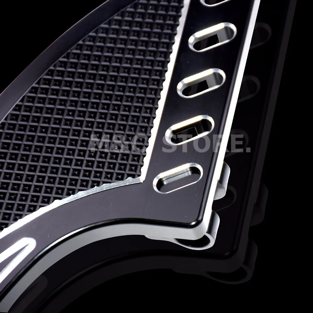 Черные ножные подстилки Tomahawk с ЧПУ передние направляющие для ног моделей Harley Touring