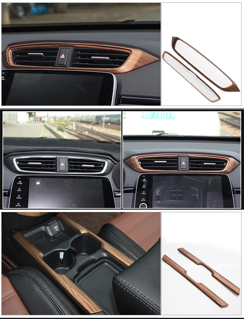 Для Honda CR-V CRV персик под дерево внутренняя отделка покрытие формирующая рамка украшение автомобиля аксессуары для укладки