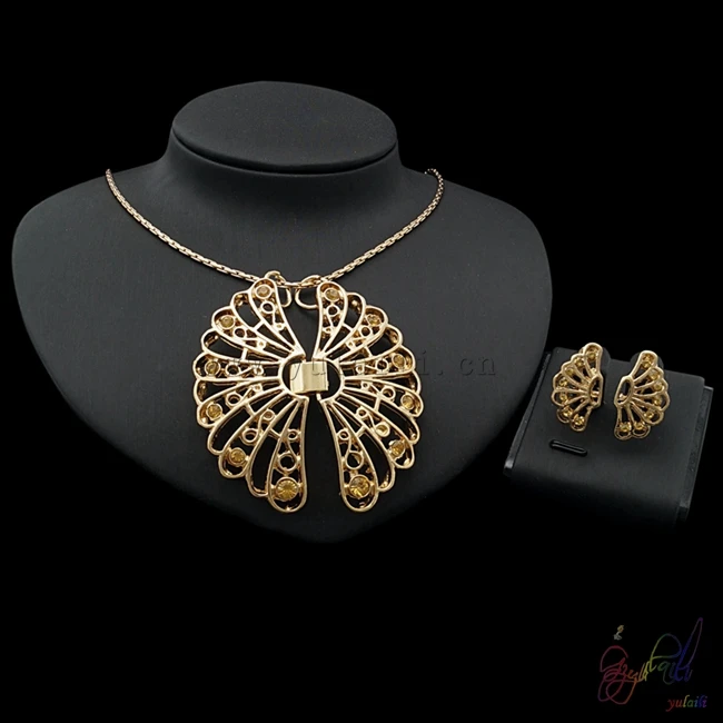 Yulaili 2017 New Model Indian Bridal Fashion Gold Color Plated High Quality Trendy Round Design Cubic Zircon Ladie Jewellery Set | Украшения