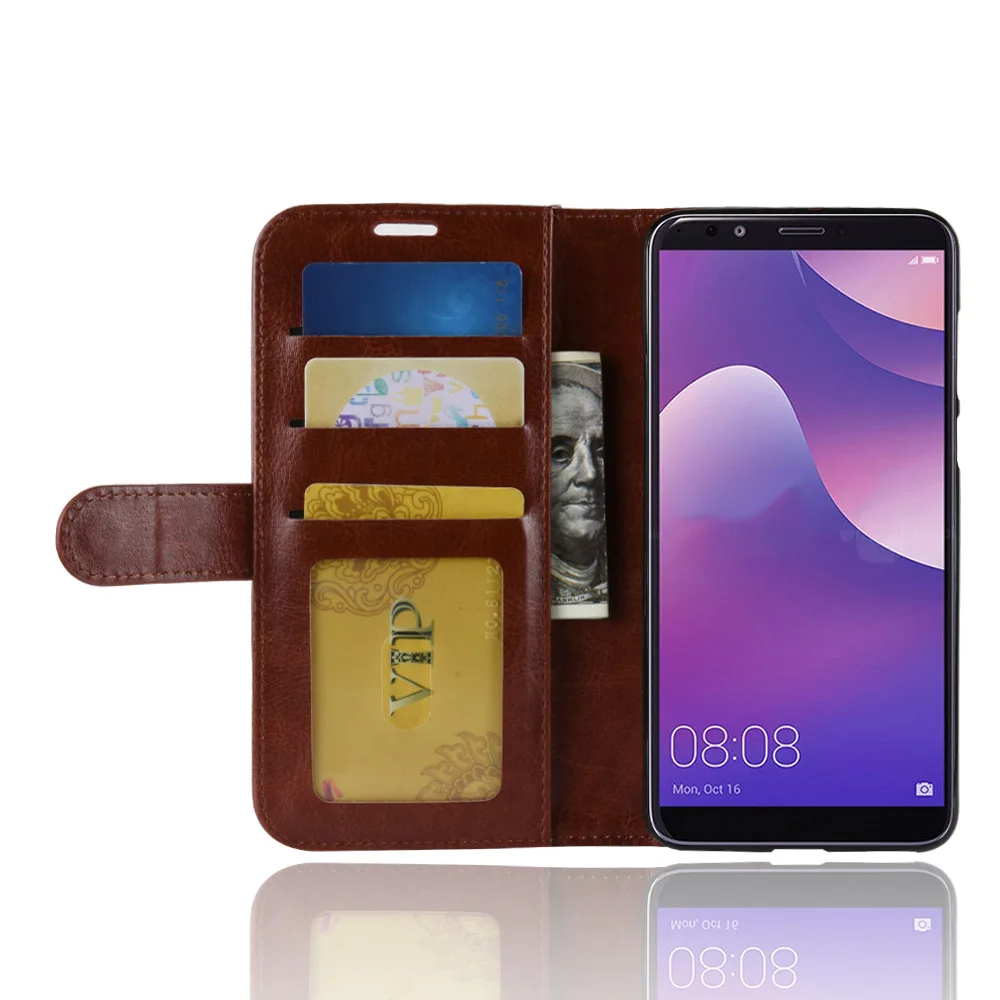 For Huawei Y9 2018 Wallet PU Leather Cover Phone Case Enjoy 8 Plus Silicone Flip Back Bag | Мобильные телефоны и