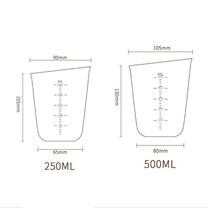 

250ML 500ML Reusable Silicone Measuring Cup Cook Bakers Resin Jewelry Tools